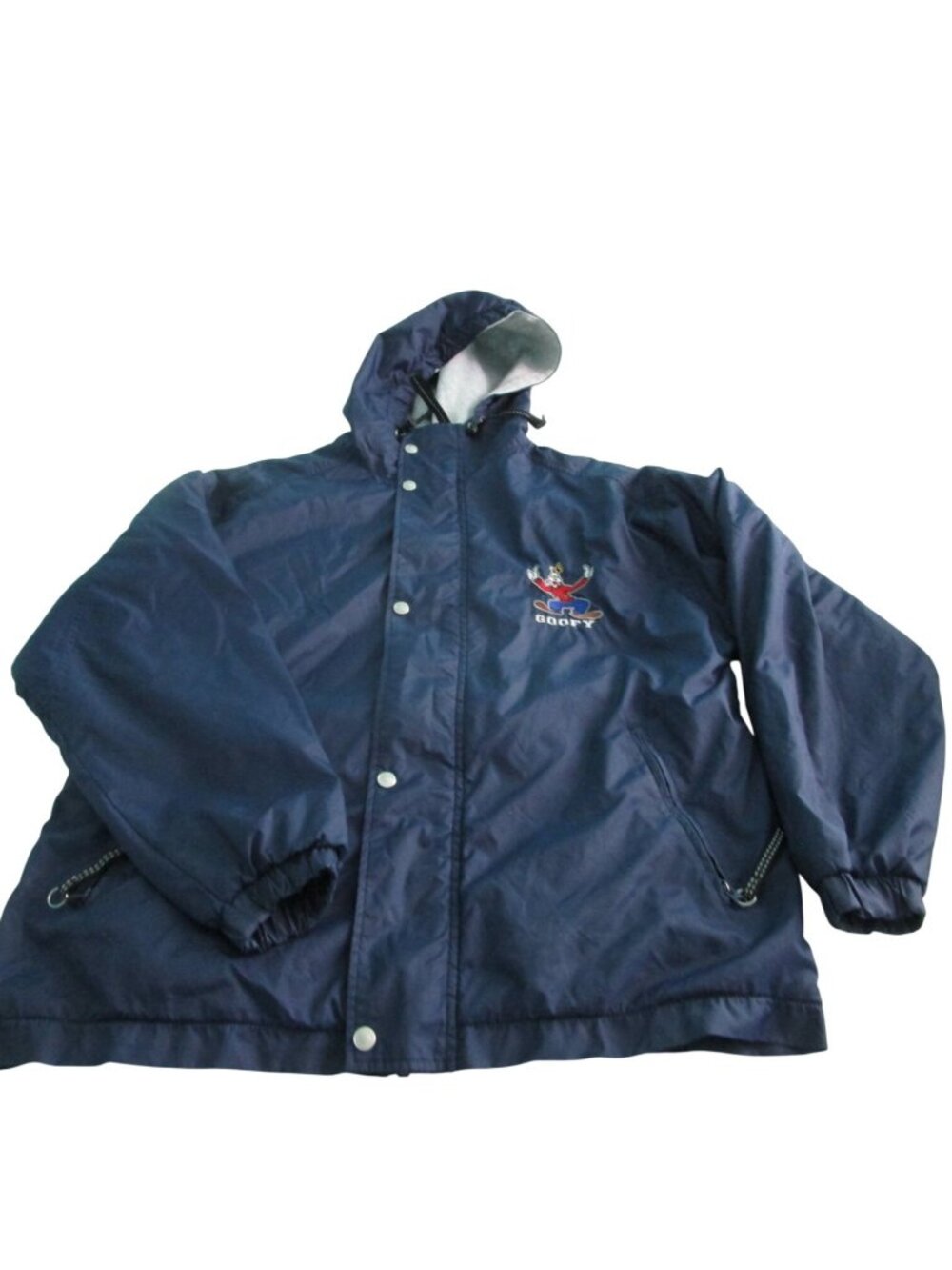 Disney Store Embroidered Goofy Navy Hooded Windbreaker Sm Graphic Lined Jacket